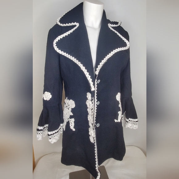 Chloe Jackets & Blazers - Chloé Size 4 Vintage Black Wool Cotton Blend Fabric